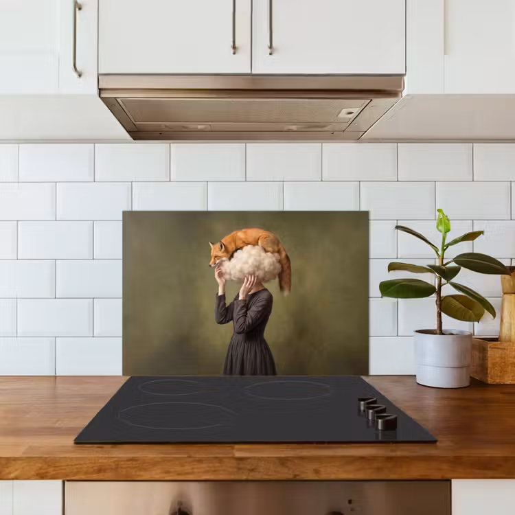 Vos - Surrealistisch - Groen keuken achterwand spatscherm klein -sfeer2