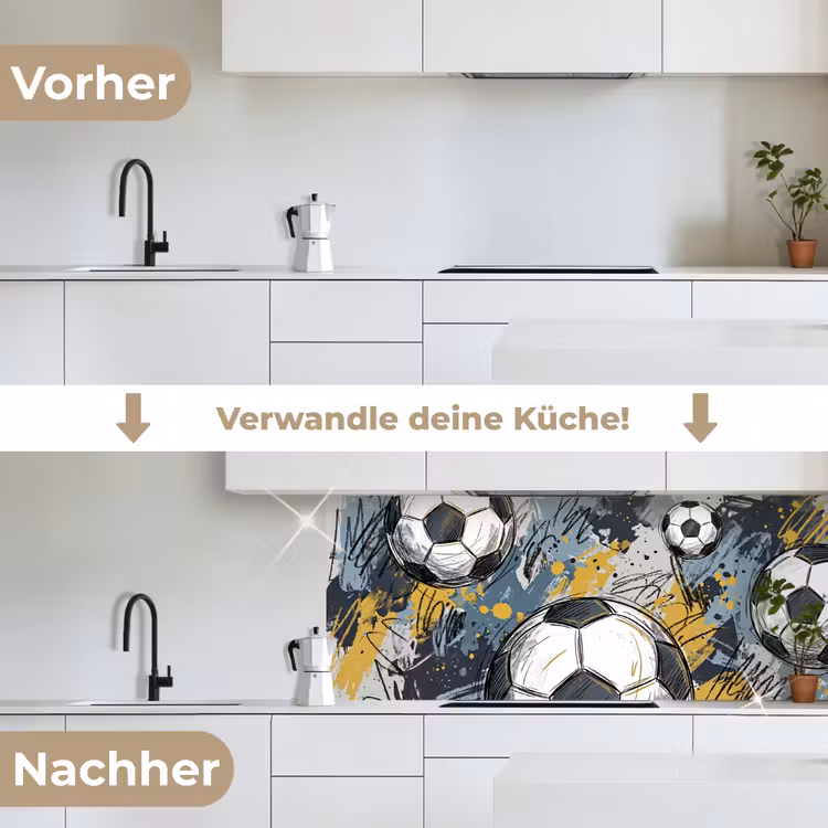 Voetbal - Abstract - Sport - Kleurrijk keuken achterwand 2 middel -voor-na_DE