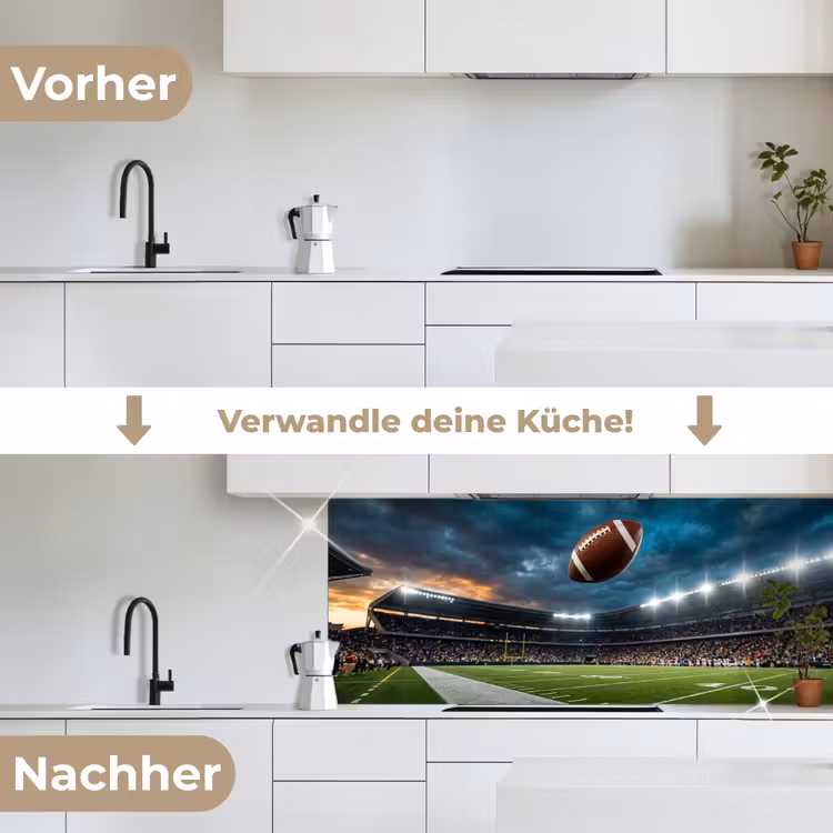 Football - Bal - Stadion - Sport keuken achterwand 2 middel -voor-na_DE