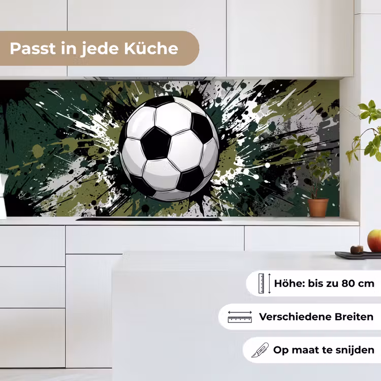 Voetbal - Verf - Spetters - Groen keuken achterwand 2 middel -sfeer4_DE
