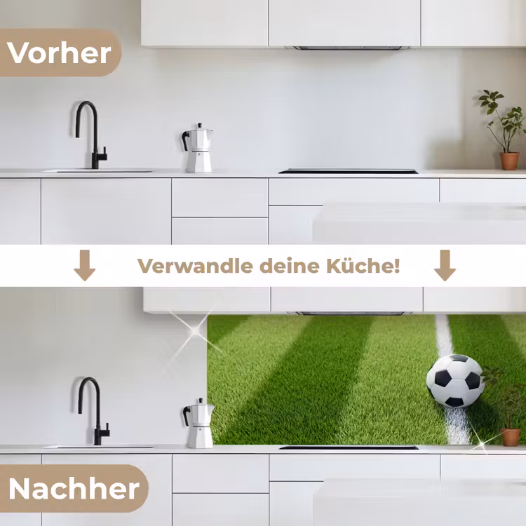 Voetbal - Grasveld - Sport - Groen keuken achterwand 2 middel -voor-na_DE