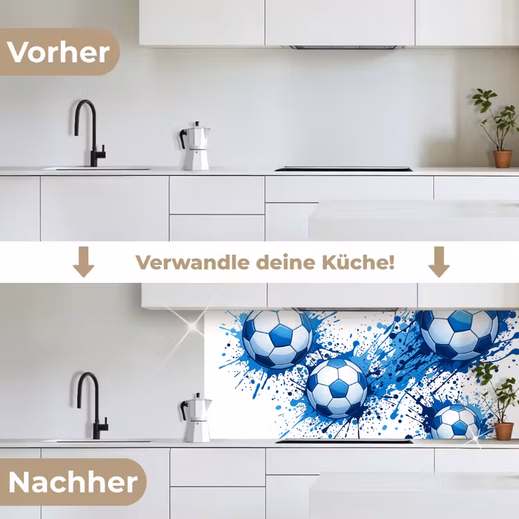 Voetballen - Verf - Sport - Blauw keuken achterwand 2 middel -voor-na_DE