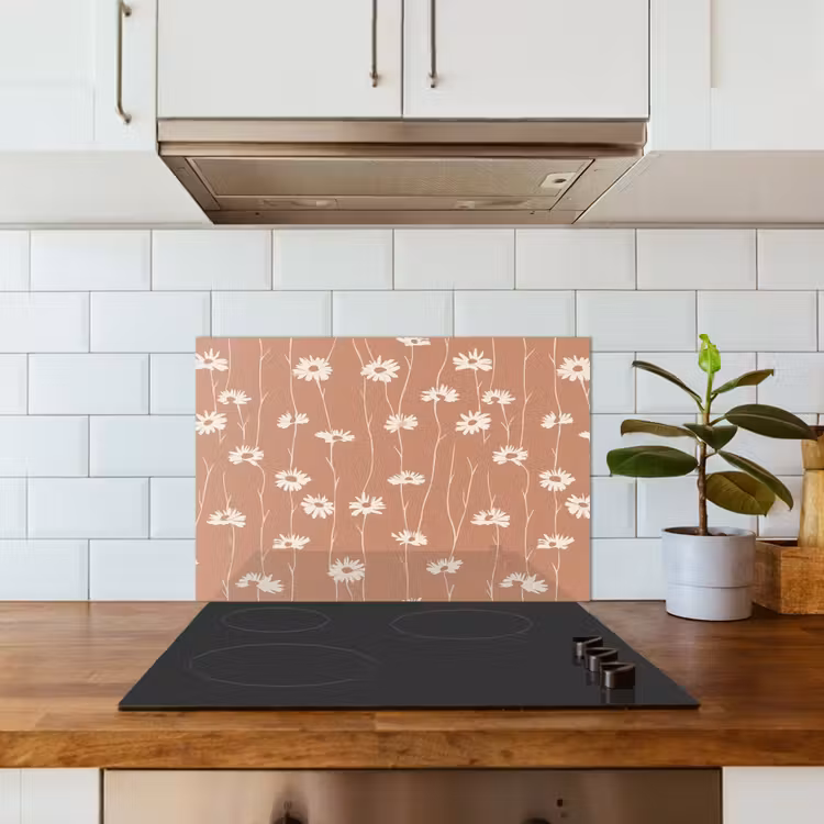 Madeliefjes - Subtiel - Terracotta keuken achterwand spatscherm klein 900 -sfeer2