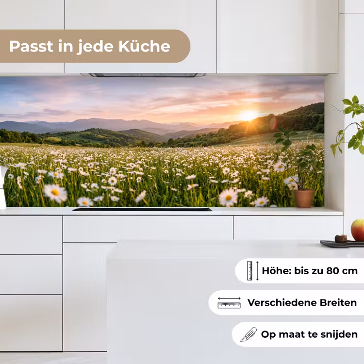 Madelief - Veld - Heuvels - Groen keuken achterwand 2 middel -sfeer4_DE