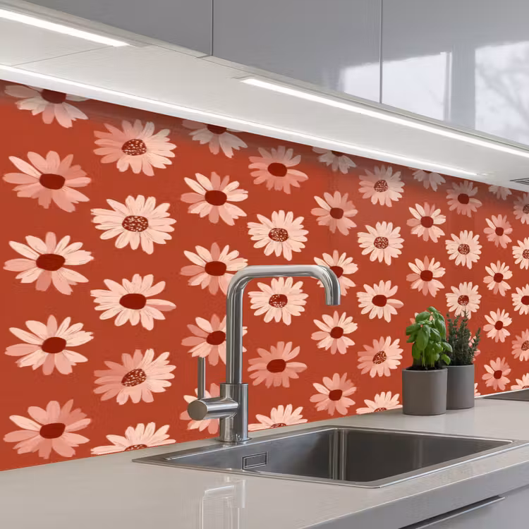 Madelief - Retro - Terracotta keuken achterwand 2 middel 871 -3d_schuin