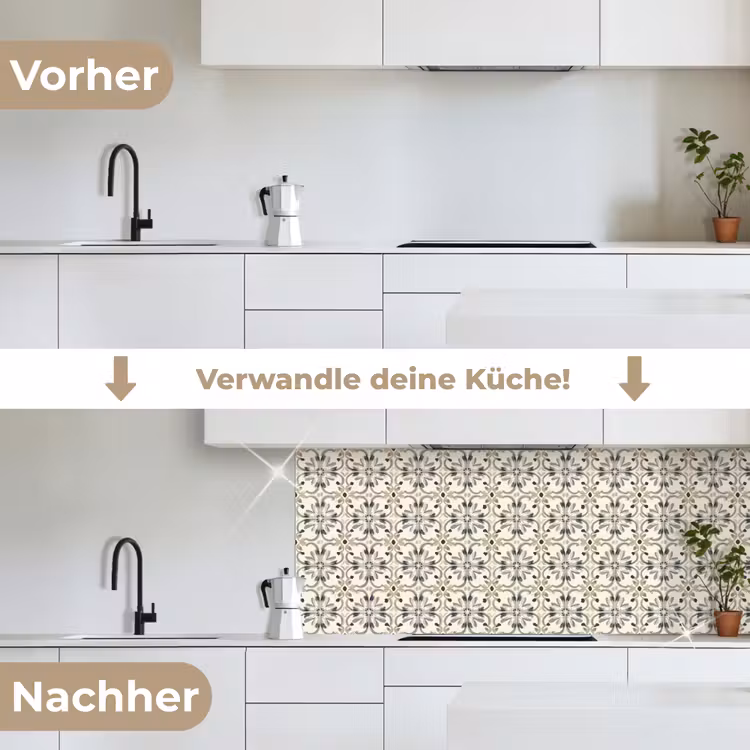 Floraal - Patroon - Kleurrijk keuken achterwand 2 middel 871 -voor-na_DE