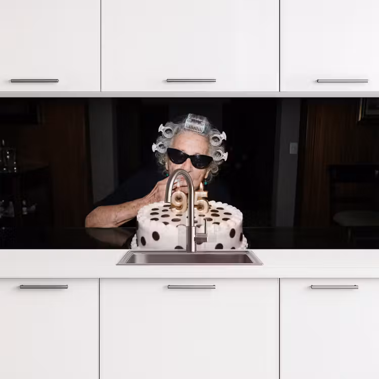 Verjaardag - Krulspeld - Oma keuken achterwand 2 middel -3d