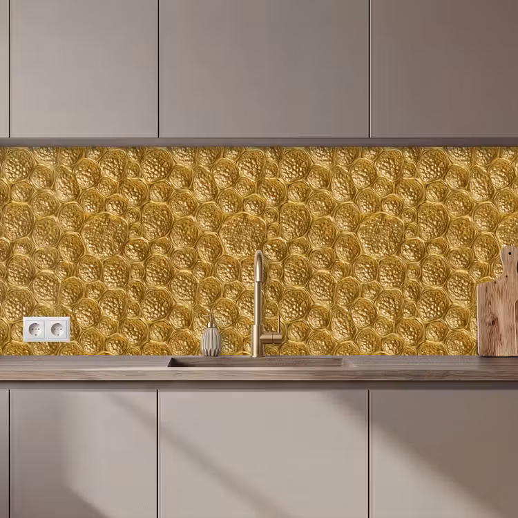Gehamerd - Mozaïek - Antiek - Goud keuken achterwand 2 middel 871 zz_3dshopping