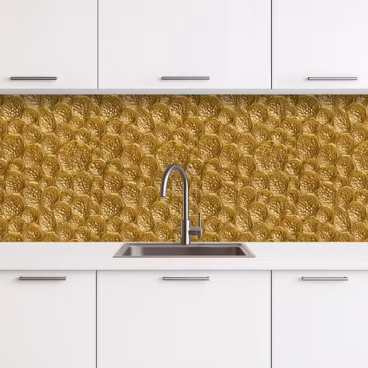 Gehamerd - Mozaïek - Antiek - Goud keuken achterwand 2 middel 871 -3d