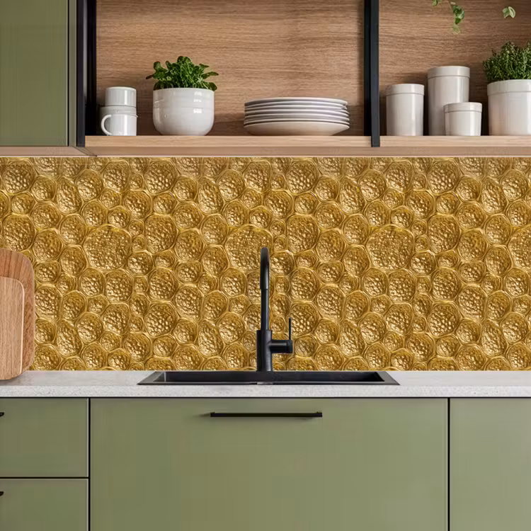 Gehamerd - Mozaïek - Antiek - Goud keuken achterwand 2 middel 871 -sfeer3