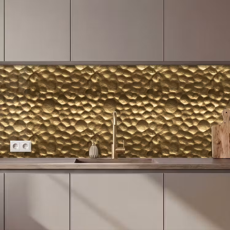Gehamerd - Reliëf - Textuur - Bronsgoud keuken achterwand 2 middel 871 zz_3dshopping