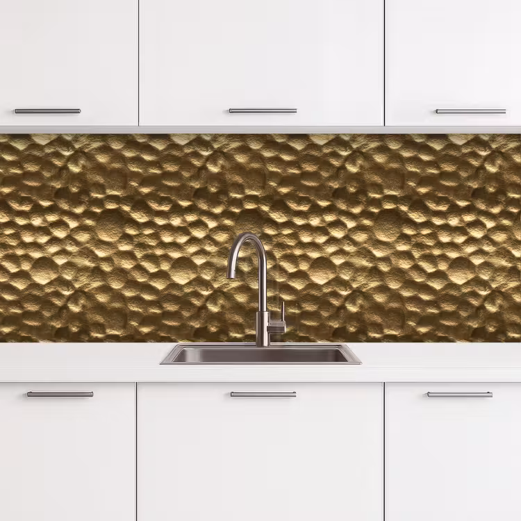 Gehamerd - Reliëf - Textuur - Bronsgoud keuken achterwand 2 middel 871 -3d