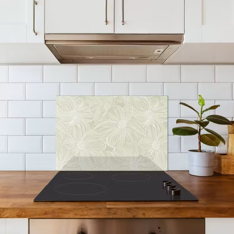 Sereen - Bloemen - Groen keuken achterwand spatscherm klein 900 -sfeer2