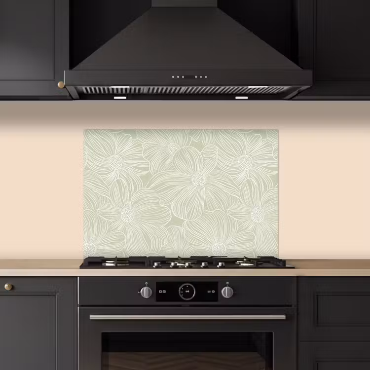 Sereen - Bloemen - Groen keuken achterwand spatscherm klein 900 -sfeer1