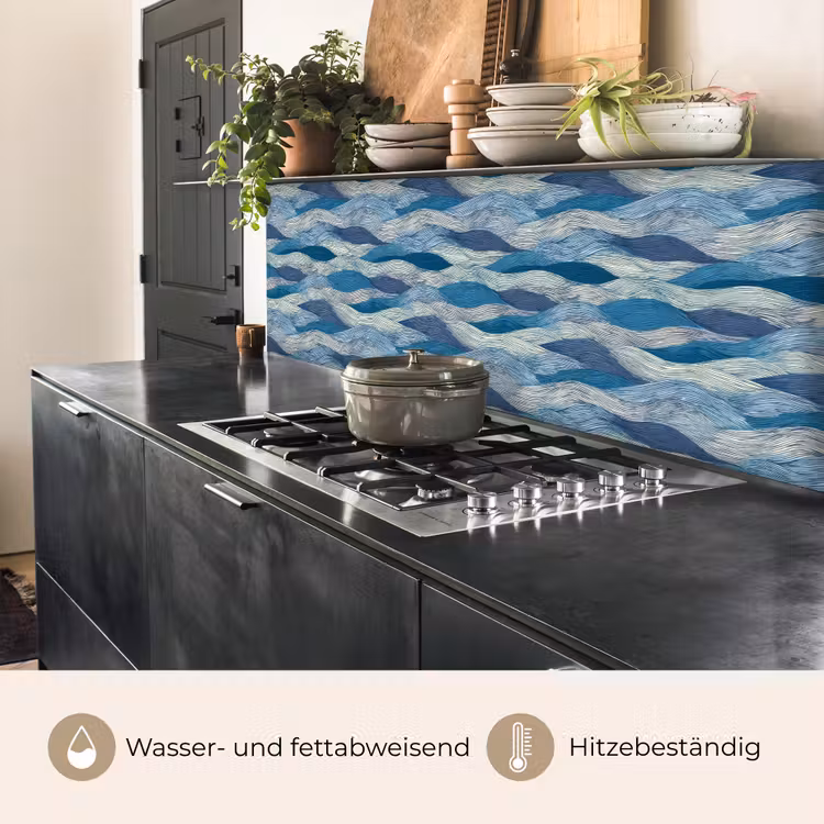 Getekend - Blauw - Wit - Golvend - Streepjes keuken achterwand 2 middel 871 -usp_DE