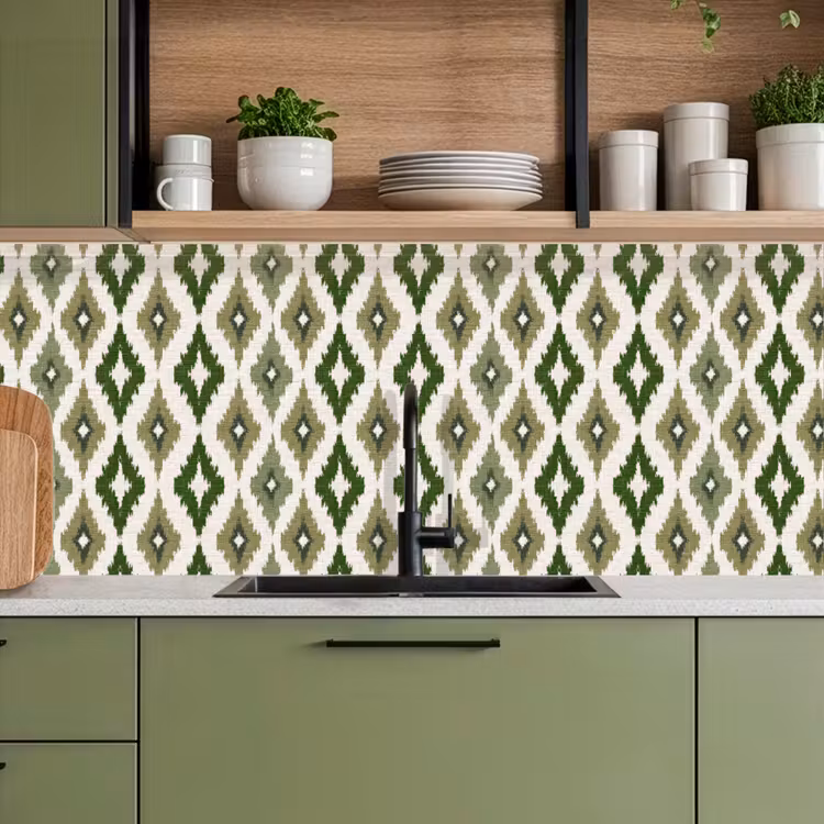 Geografisch - Ruitmotief - Groen keuken achterwand 2 middel 871 -sfeer3