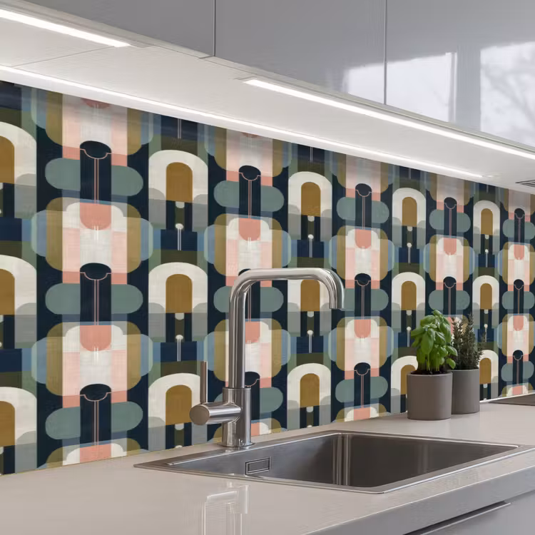 Geografisch - Modern - Kleurrijk keuken achterwand 2 middel 871 -3d_schuin