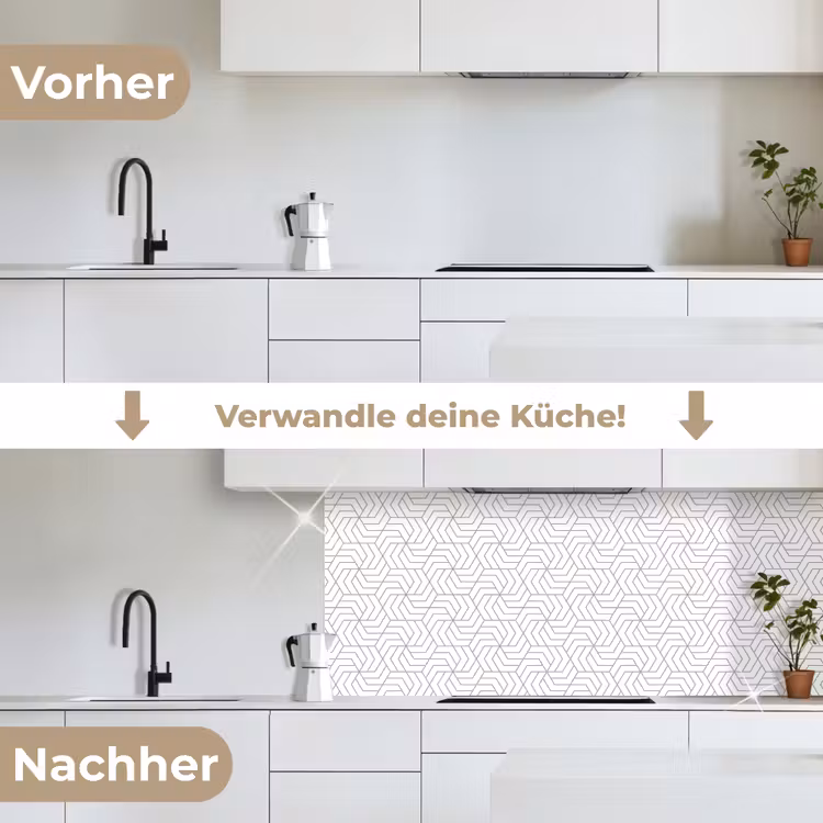 Geometrie - Lijn - Zwart - Wit - Patroon keuken achterwand 2 middel 871 -voor-na_DE