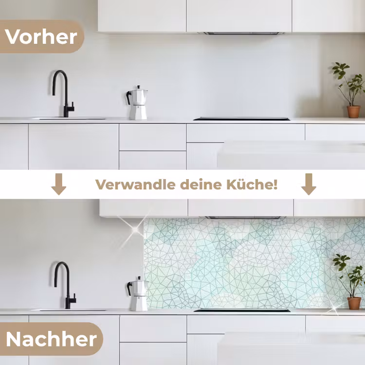 Geometrie - Patroon - Groen keuken achterwand 2 middel 871 -voor-na_DE
