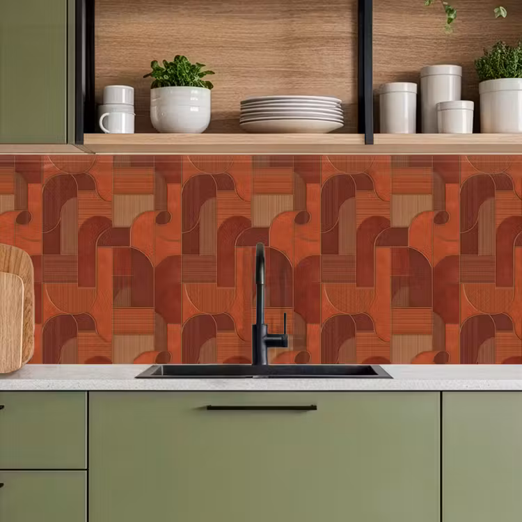 Geometrisch - Abstract - Textuur - Bruin keuken achterwand 2 middel 871 -sfeer3