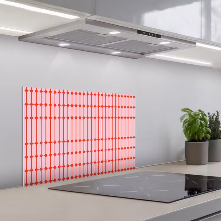 Geometrisch - Minimalistisch - Rood - Roze keuken achterwand spatscherm klein 900 -3d_schuin