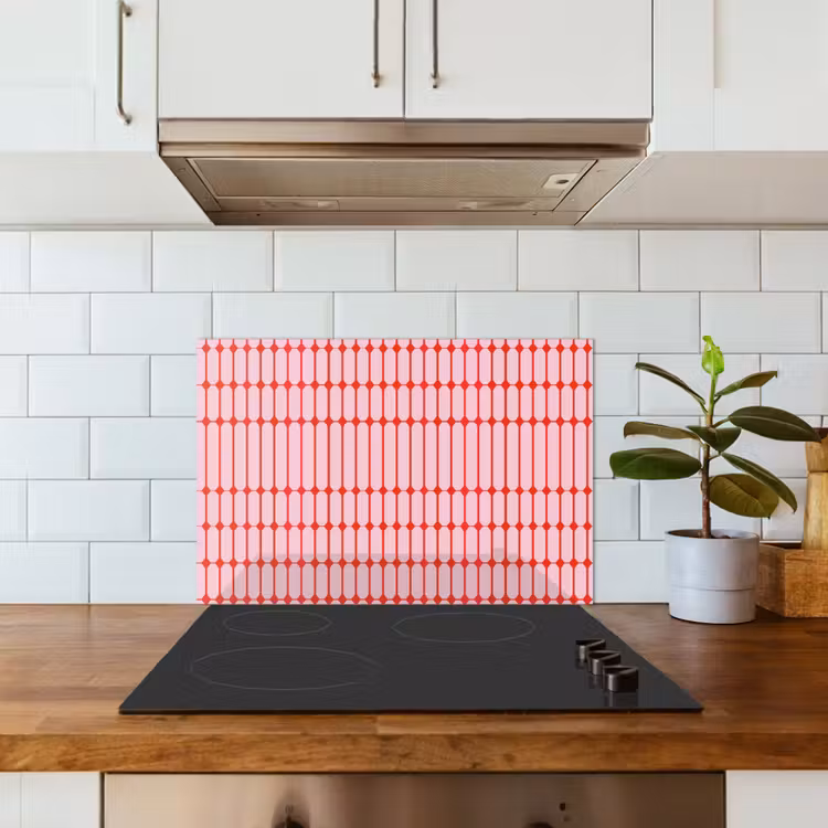 Geometrisch - Minimalistisch - Rood - Roze keuken achterwand spatscherm klein 900 -sfeer2