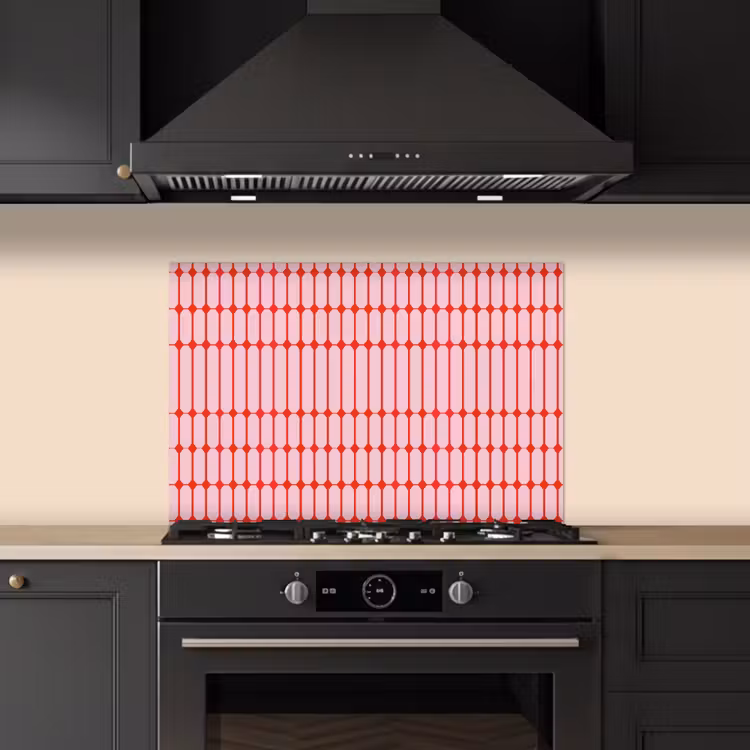 Geometrisch - Minimalistisch - Rood - Roze keuken achterwand spatscherm klein 900 -sfeer1