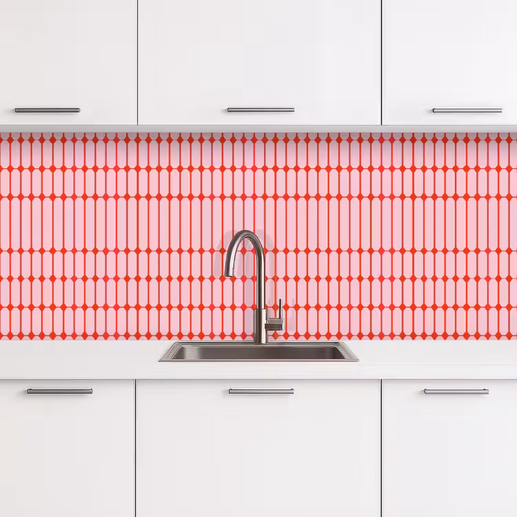 Geometrisch - Minimalistisch - Rood - Roze keuken achterwand 2 middel 871 -3d