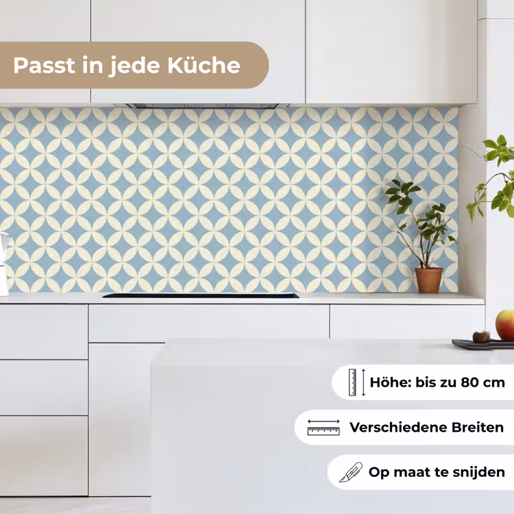 Geometrisch - Bloem - Motief - Blauw keuken achterwand 2 middel 871 -sfeer4_DE