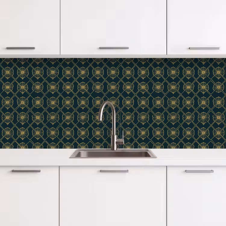 Geometrisch - Elegant - Groen keuken achterwand 2 middel 871 -3d