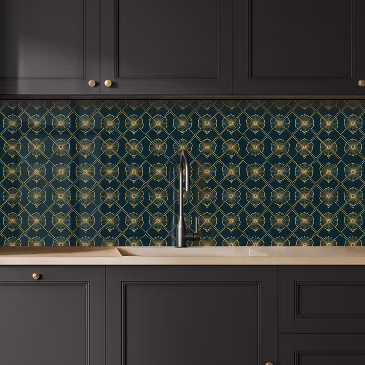 Geometrisch - Elegant - Groen keuken achterwand 2 middel 871 -sfeer1