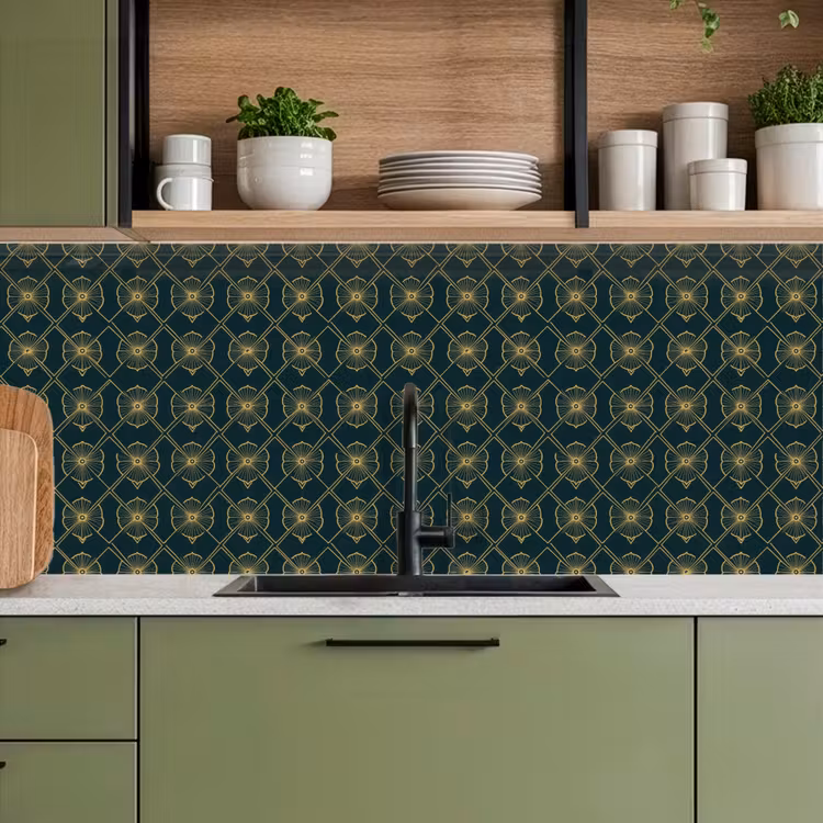 Geometrisch - Elegant - Groen keuken achterwand 2 middel 871 -sfeer3