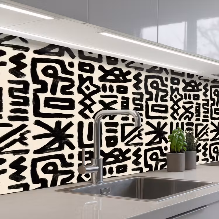 Geometrisch - Figuren - Zwart keuken achterwand 2 middel 871 -3d_schuin