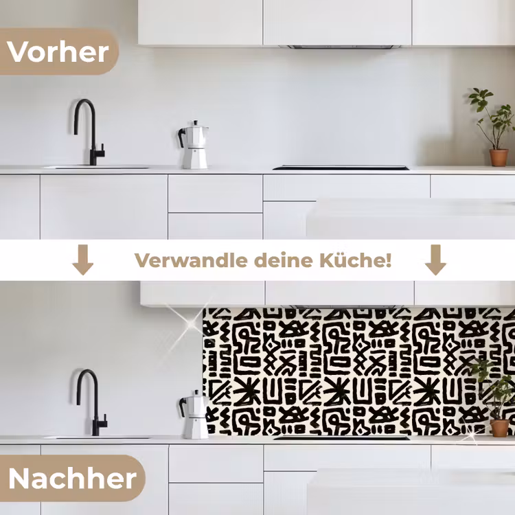 Geometrisch - Figuren - Zwart keuken achterwand 2 middel 871 -voor-na_DE