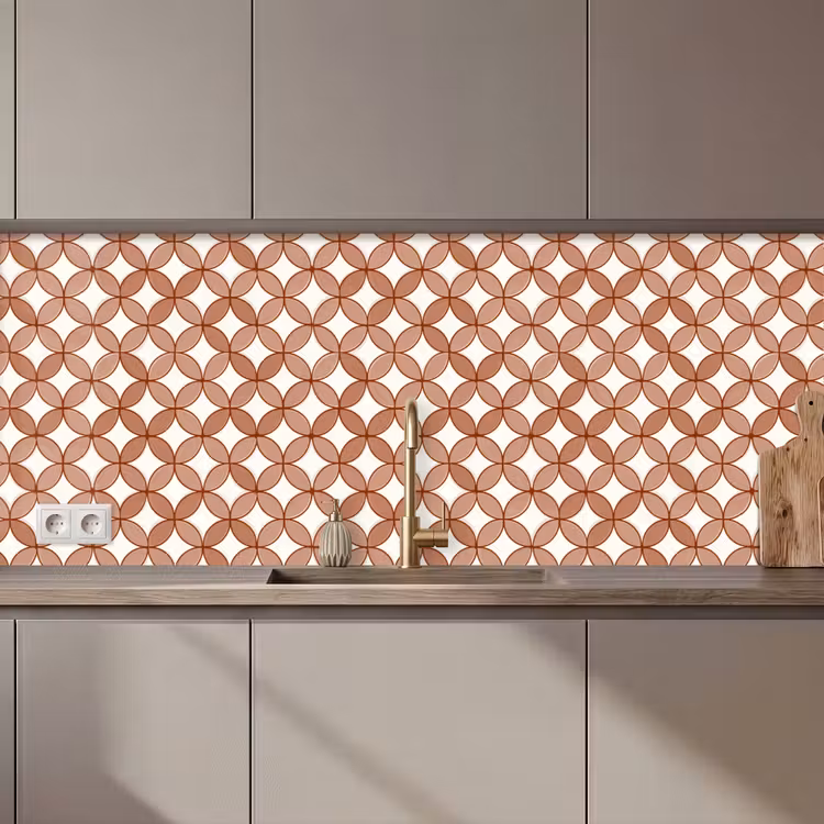 Geometrisch - Cirkels - Modern - Terracotta keuken achterwand 2 middel 871 zz_3dshopping