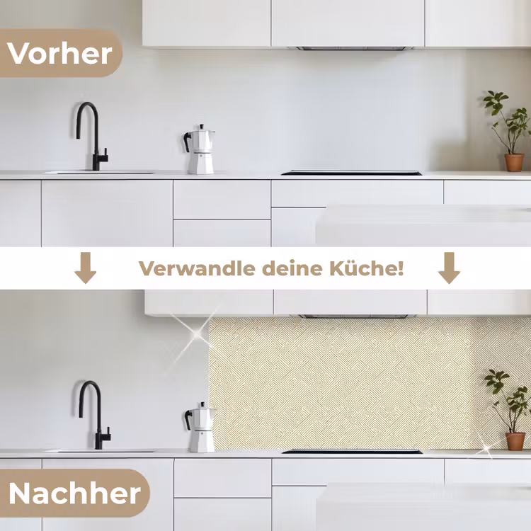 Geometrisch - Lijnen - Groen keuken achterwand 2 middel 871 -voor-na_DE