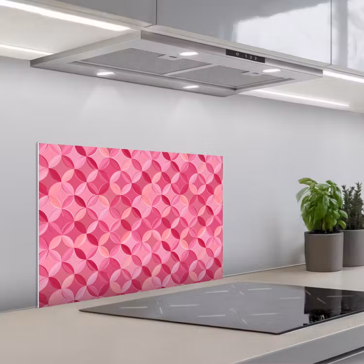 Geometrisch - Mozaïek - Modern - Roze keuken achterwand spatscherm klein 900 -3d_schuin
