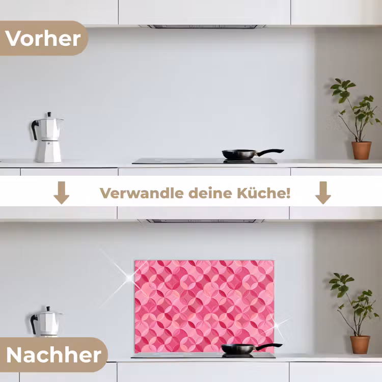 Geometrisch - Mozaïek - Modern - Roze keuken achterwand spatscherm klein 900 -voor_na_DE