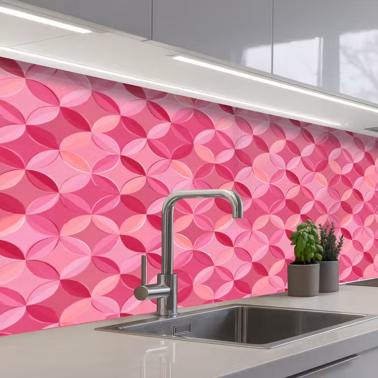 Geometrisch - Mozaïek - Modern - Roze keuken achterwand 2 middel 871 -3d_schuin