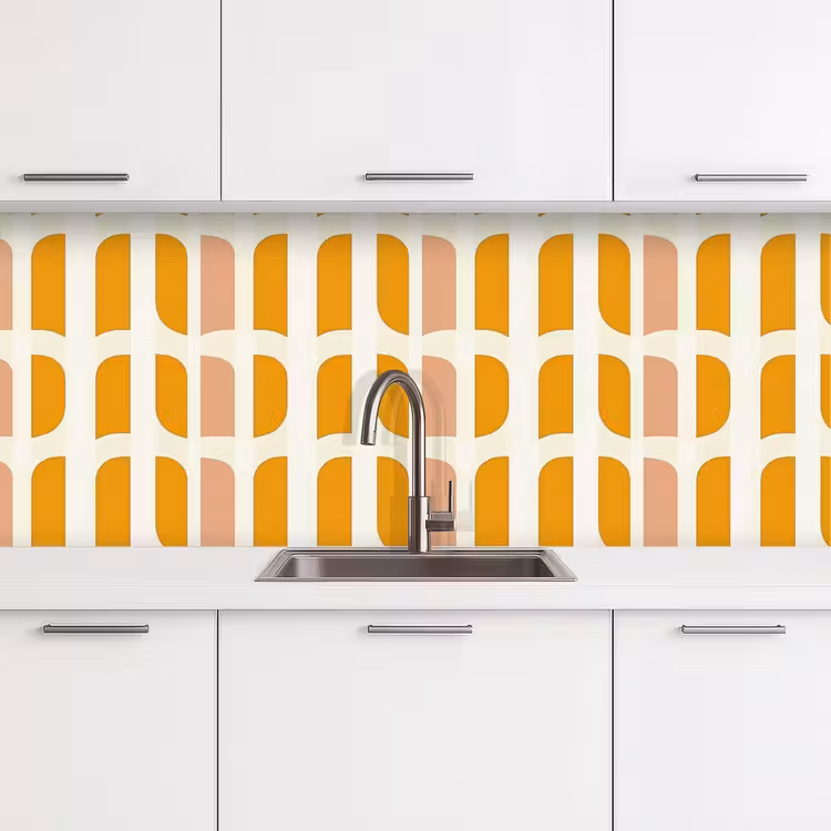 Geometrisch - Patroon - Geel - Roze keuken achterwand 2 middel 871 -3d