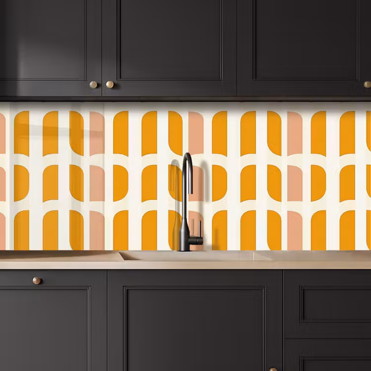 Geometrisch - Patroon - Geel - Roze keuken achterwand 2 middel 871 -sfeer1