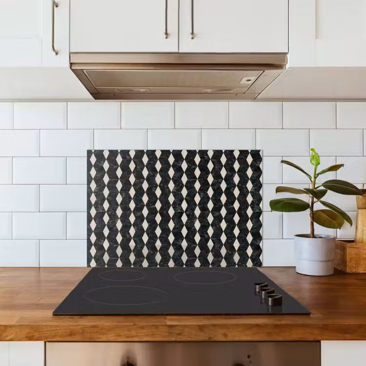 Geometrisch - Patroon - Marmer - Groen keuken achterwand spatscherm klein 900 -sfeer2