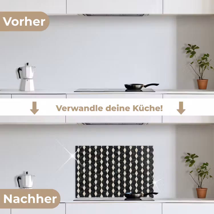 Geometrisch - Patroon - Marmer - Groen keuken achterwand spatscherm klein 900 -voor_na_DE