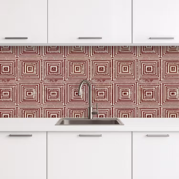 Geometrisch - Patroon - Rood keuken achterwand 2 middel 871 -3d
