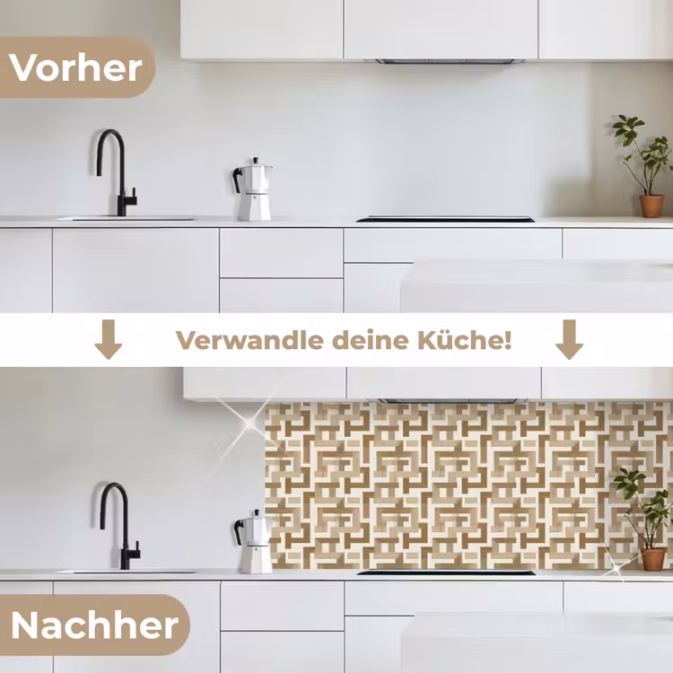 Geometrisch - Retro - Bruin keuken achterwand 2 middel 871 -voor-na_DE