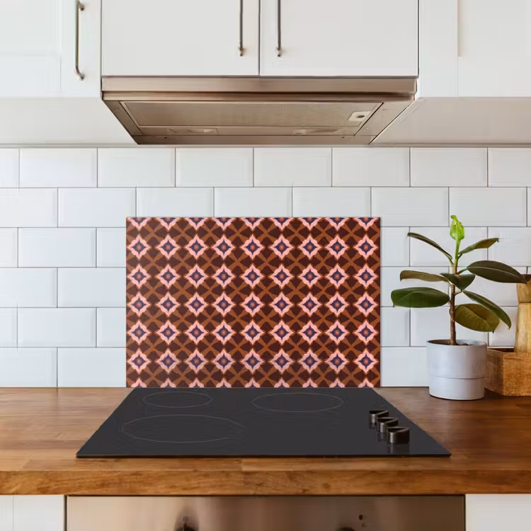 Geometrisch - Sierlijk - Bruin keuken achterwand spatscherm klein 900 -sfeer2