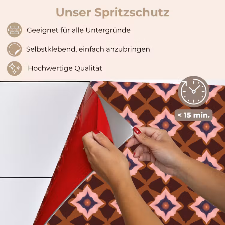 Geometrisch - Sierlijk - Bruin keuken achterwand spatscherm klein 900 -spatscherm_DE