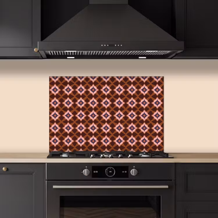 Geometrisch - Sierlijk - Bruin keuken achterwand spatscherm klein 900 -sfeer1