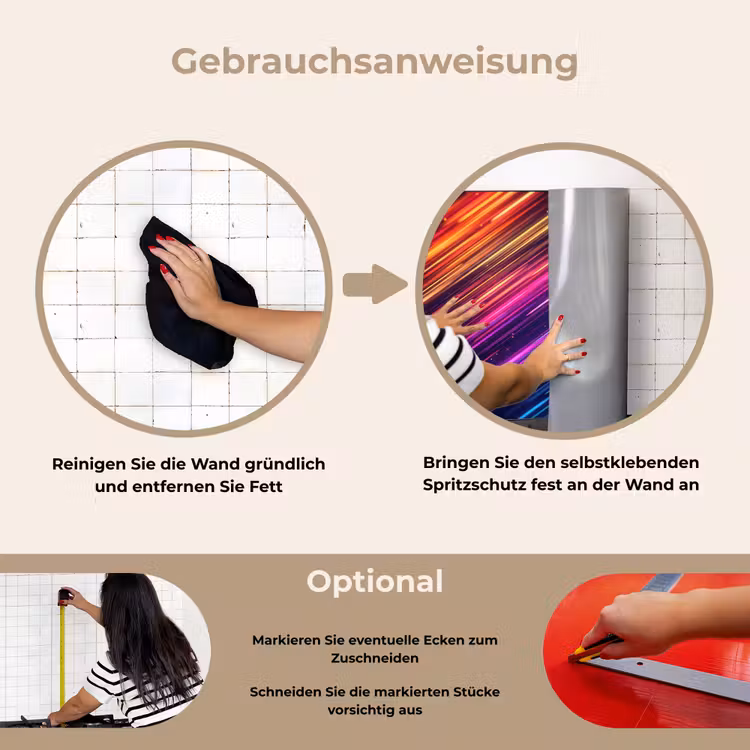Snelheid - Kosmos - Kleurrijk keuken achterwand spatscherm klein -gebruiksaanwijzing_DE