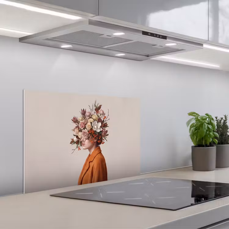 Gezicht - Boeket - Kleurrijk keuken achterwand spatscherm klein -3d_schuin